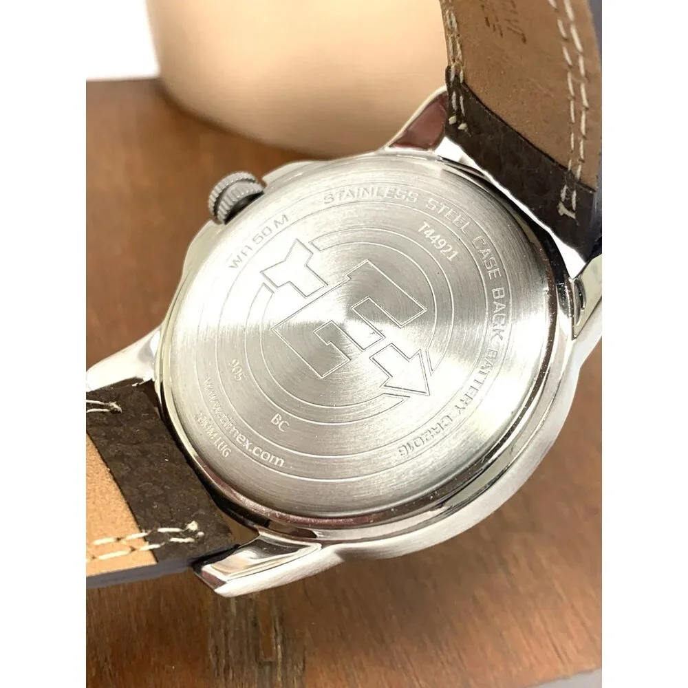 Timex Men's Watch T44921 Expedition Quartz Indiglo Black Dial Brown Leather 40mm